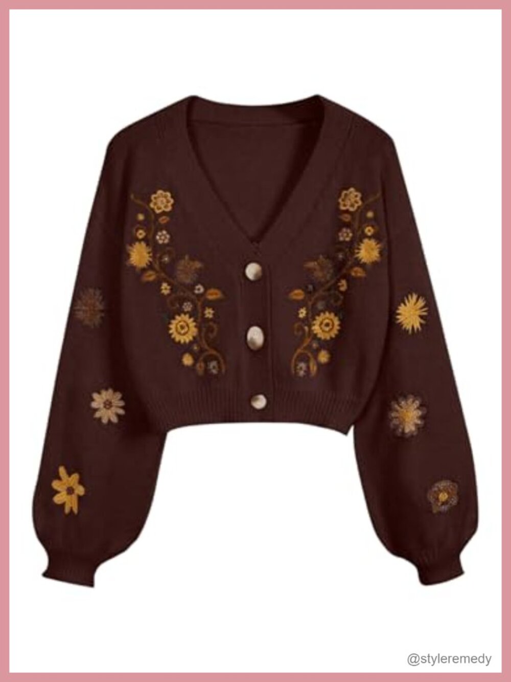 Womens Floral Cropped Cardigan Sweater Button Front Boho Cottagecore